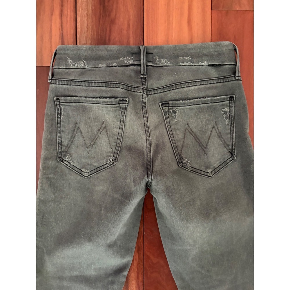 Mother Looker Ankle Fray Jeans Last Chance Saloon Grey Distressed Skinny Size 26 - Picture 9 of 9